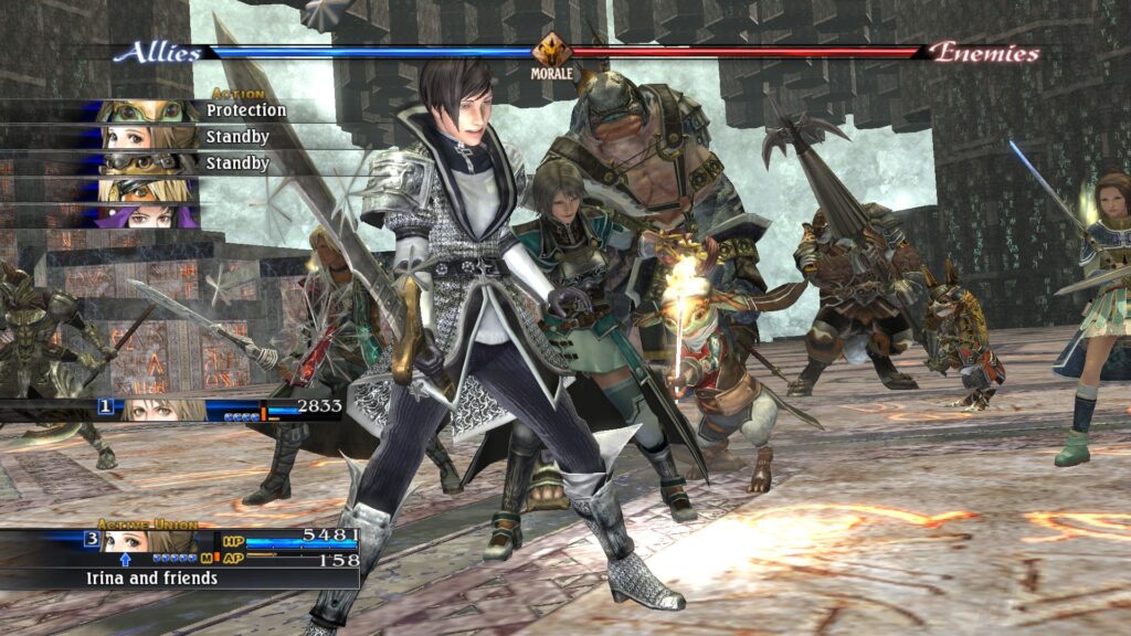 Screenshot of Glenys in battle, a unique leader in The Last Remnant