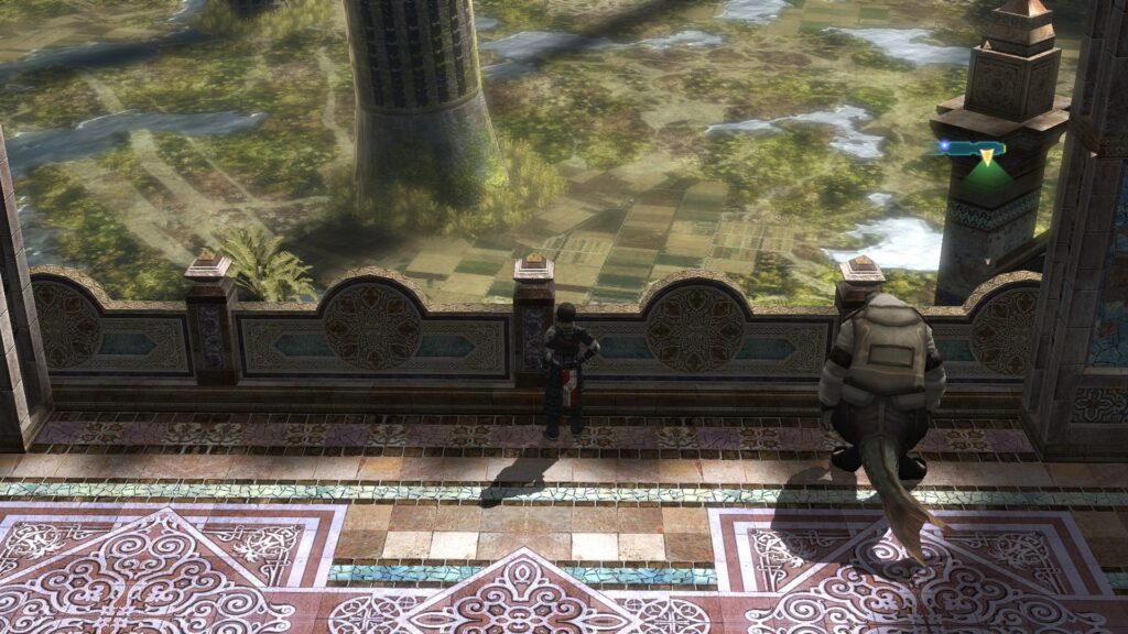 The Last Remnant Screenshot with Rush looking at the farms of Undelwalt