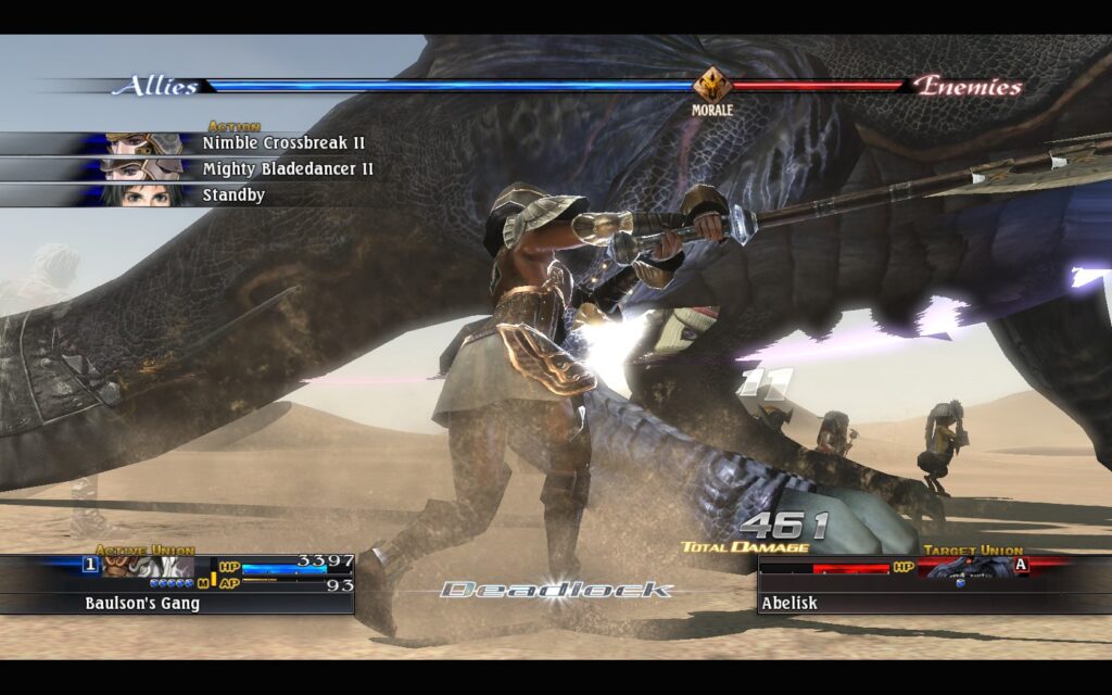 The Last Remnant fight screenshot showing a deadlock attack