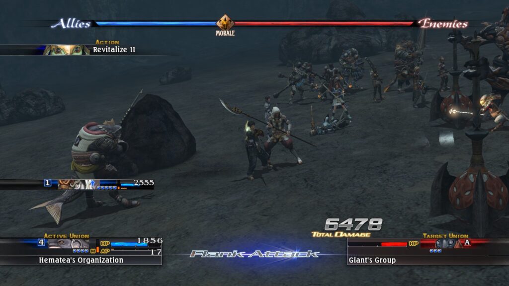 The Last Remnant battle screenshot showing a flank attack