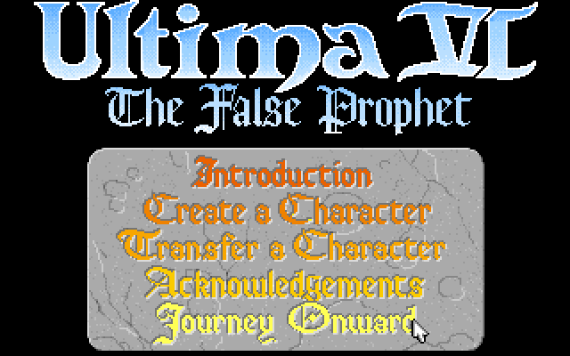 Screenshot of Ultima 6 title screen