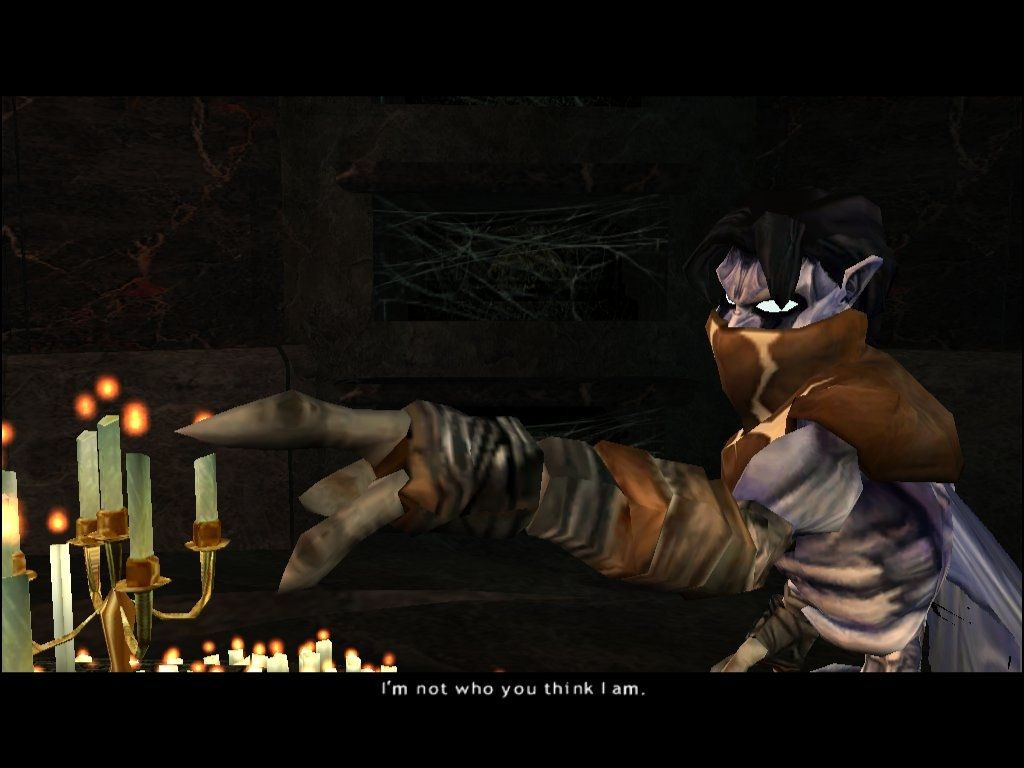 Raziel points in a Legacy of Kain Defiance screenshot
